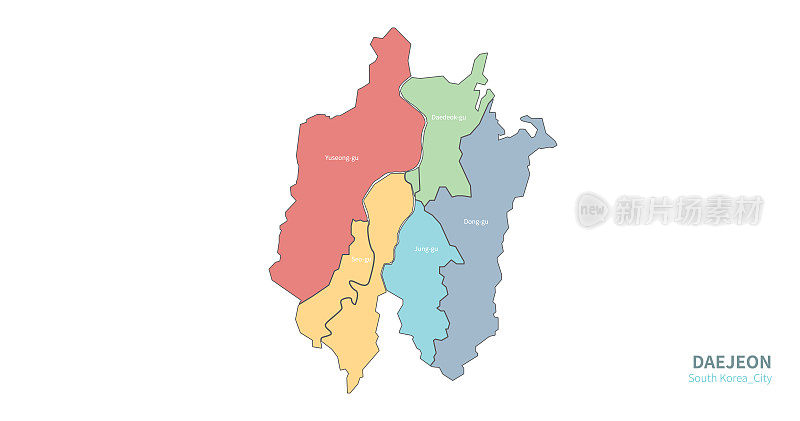 Daejeon map. South Korea division vector map.